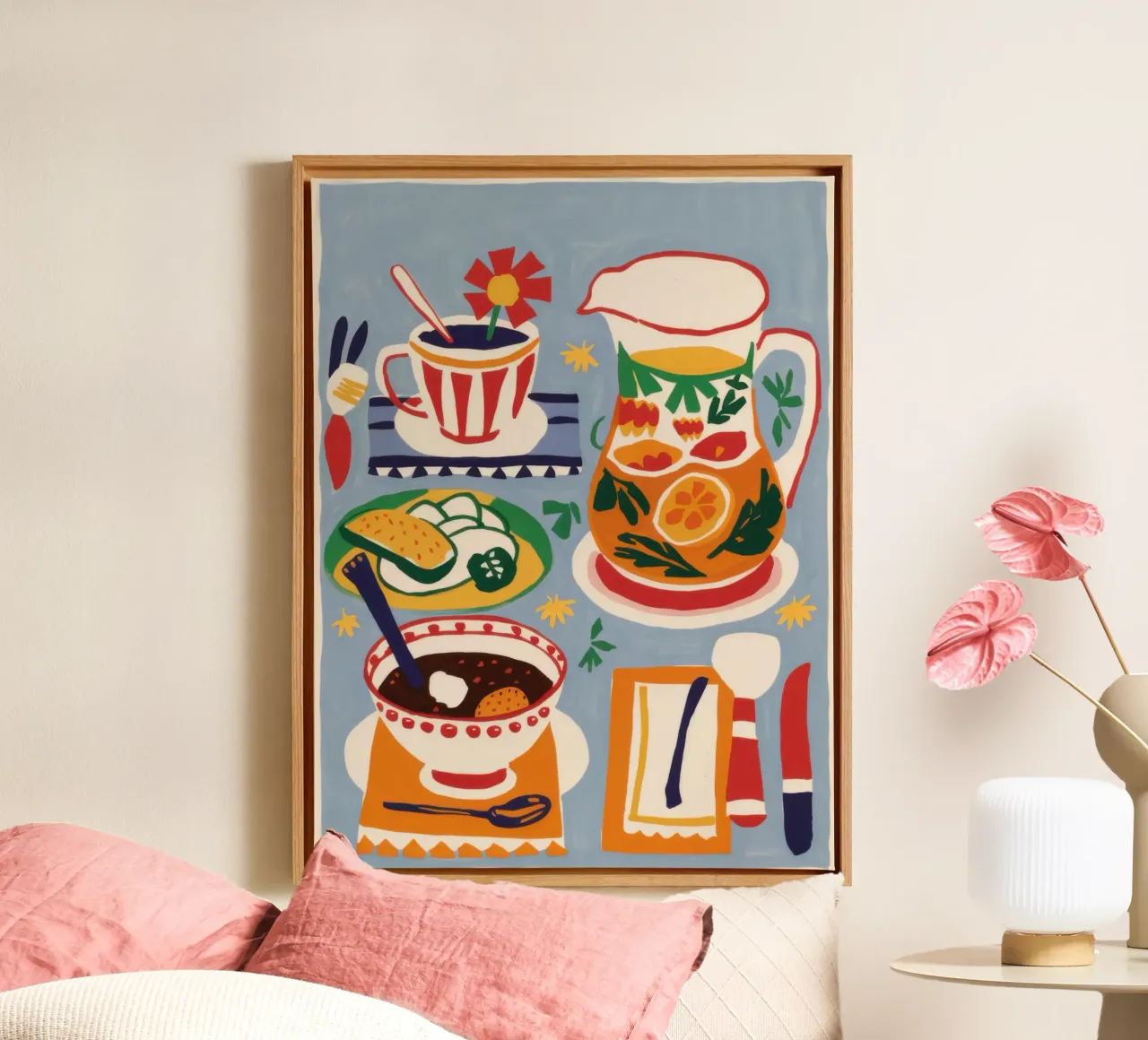 Maximalist Coffee Table canvas with Floater frame by Snow Mist