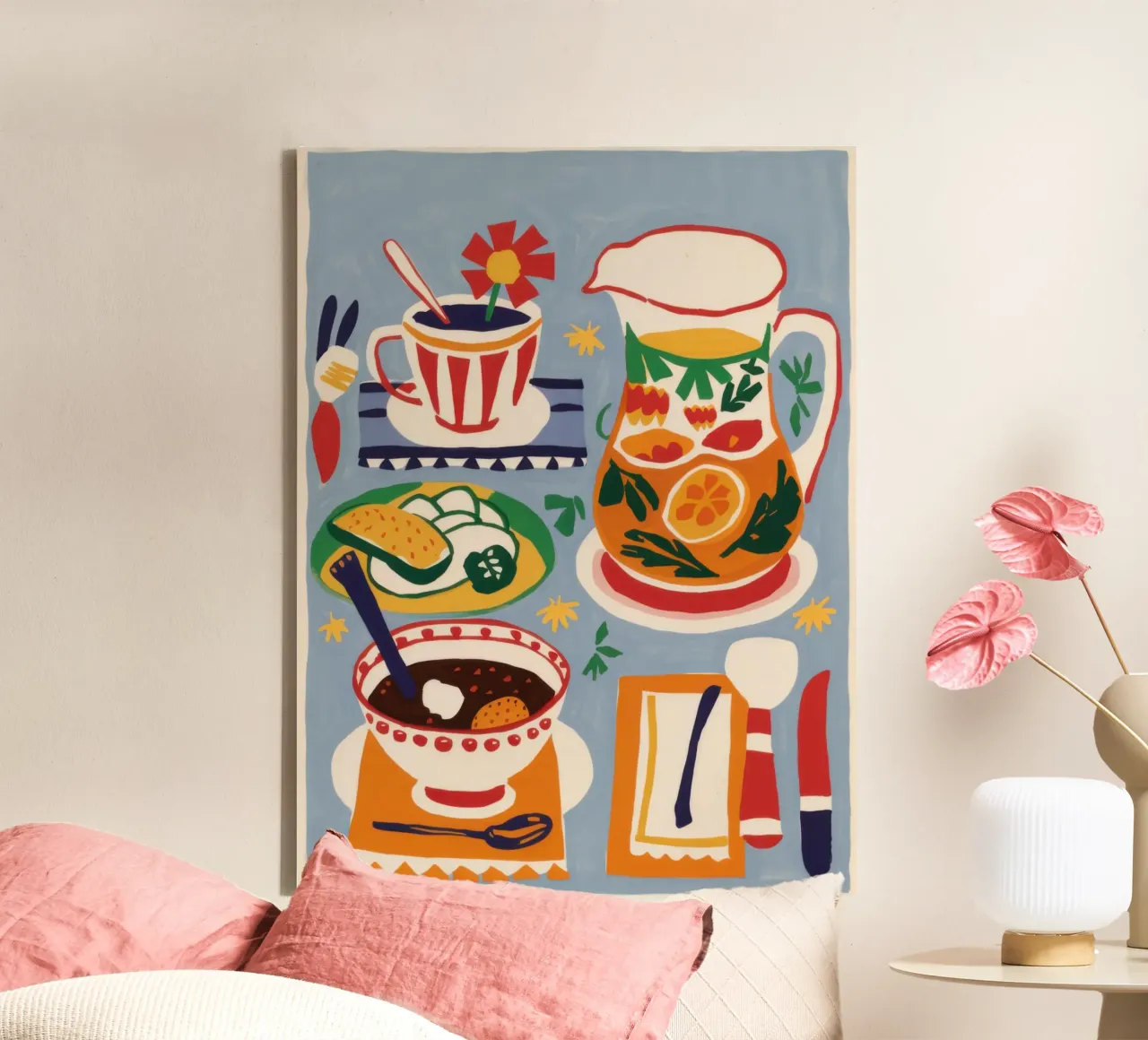 Maximalist Coffee Table canvas with Floater frame by Snow Mist