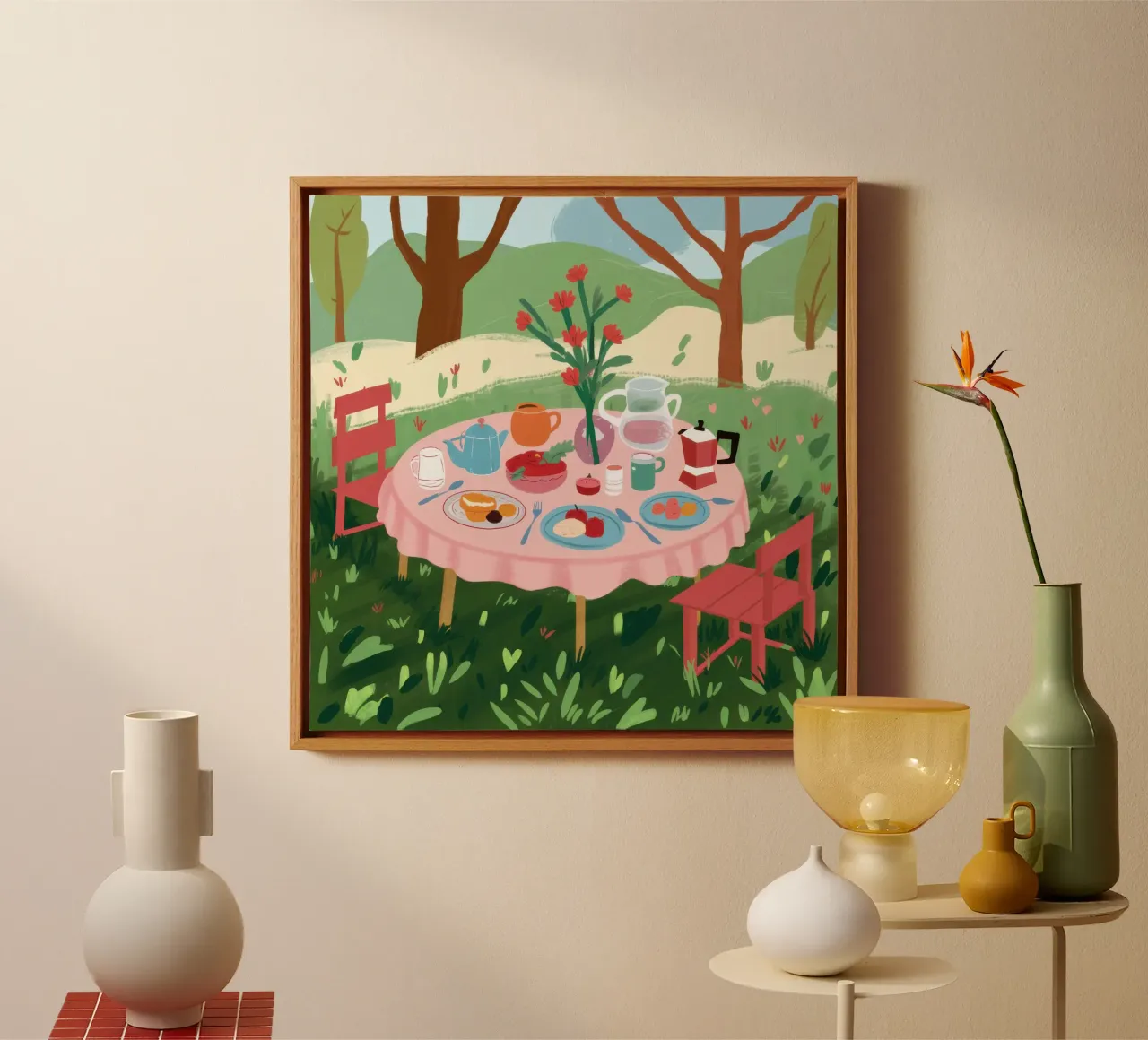 Pastorale Picknick Perfectie canvas met Baklijst van Bruce Juice