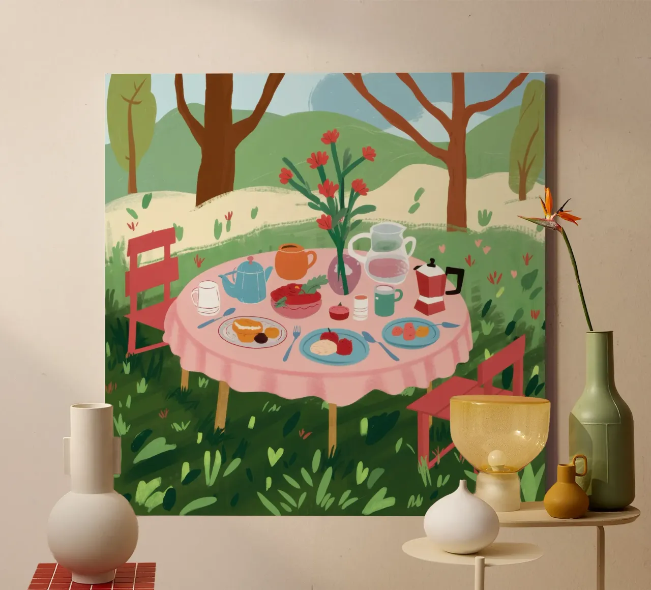 Pastorale Picknick Perfectie canvas met Baklijst van Bruce Juice