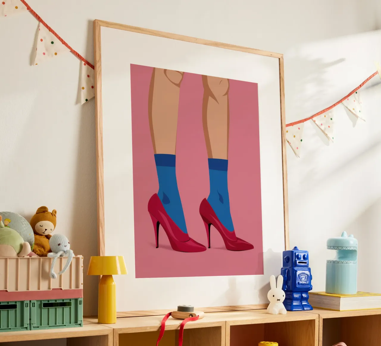 Tacchi fucsia Poise poster con telaio in legno da Snow Mist