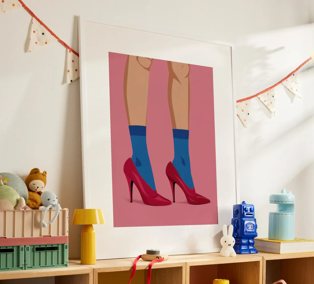 Tacchi fucsia Poise poster con telaio in legno da Snow Mist