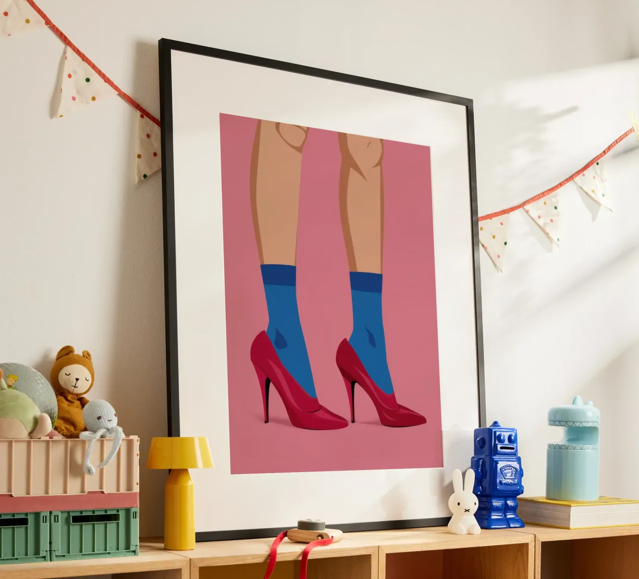 Tacchi fucsia Poise poster con telaio in legno da Snow Mist