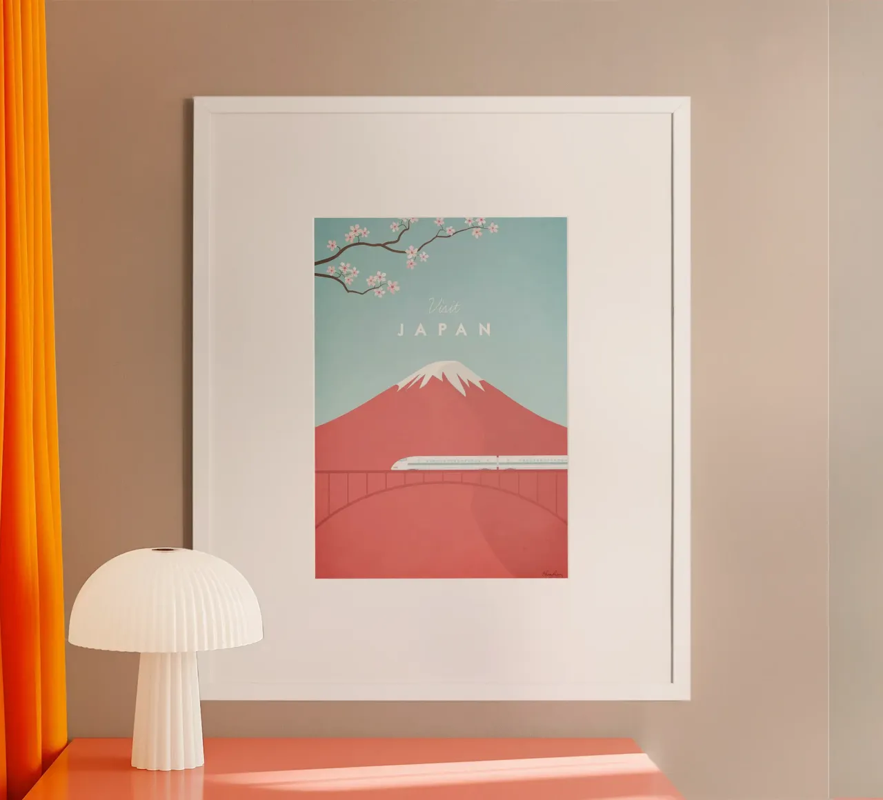 trekking in montagna con i ciliegi in fiore poster con telaio in alluminio da unyil shope