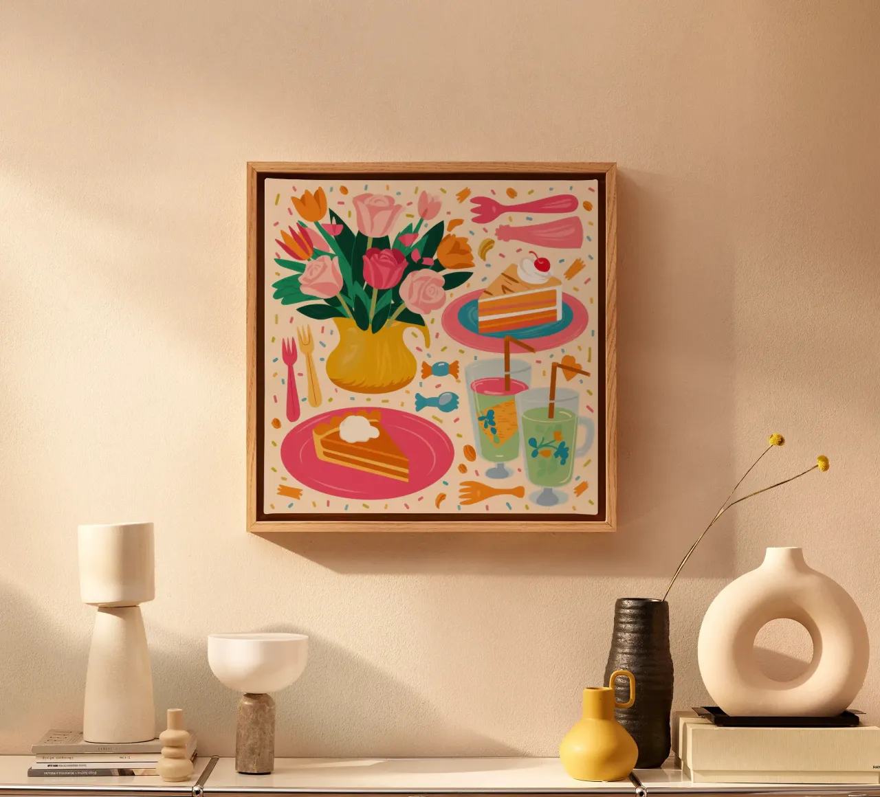Blijde plakjes taart canvas met Baklijst van Bruce Juice