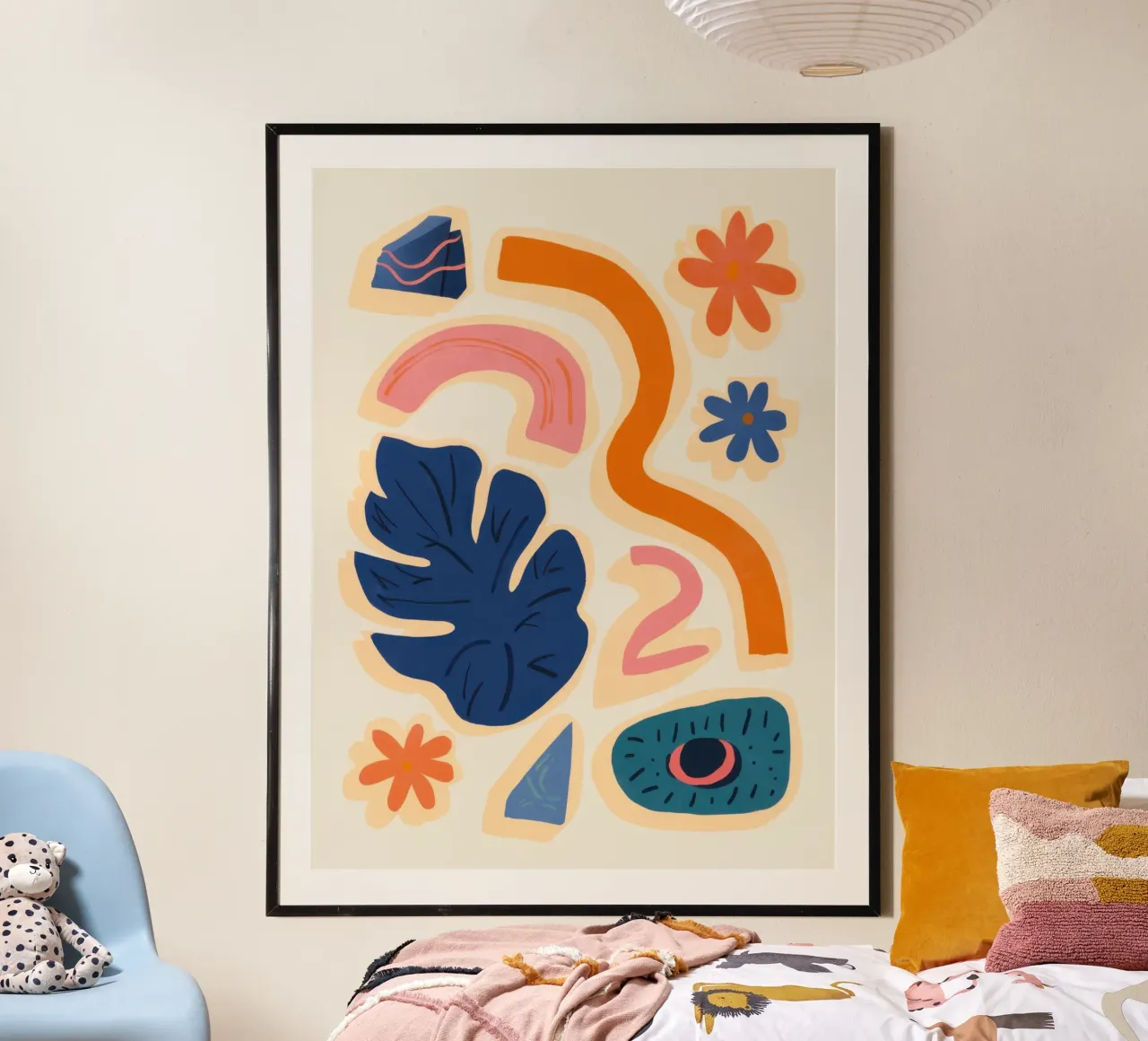 Medley di forme giocose poster con telaio in alluminio da Bara Suara
