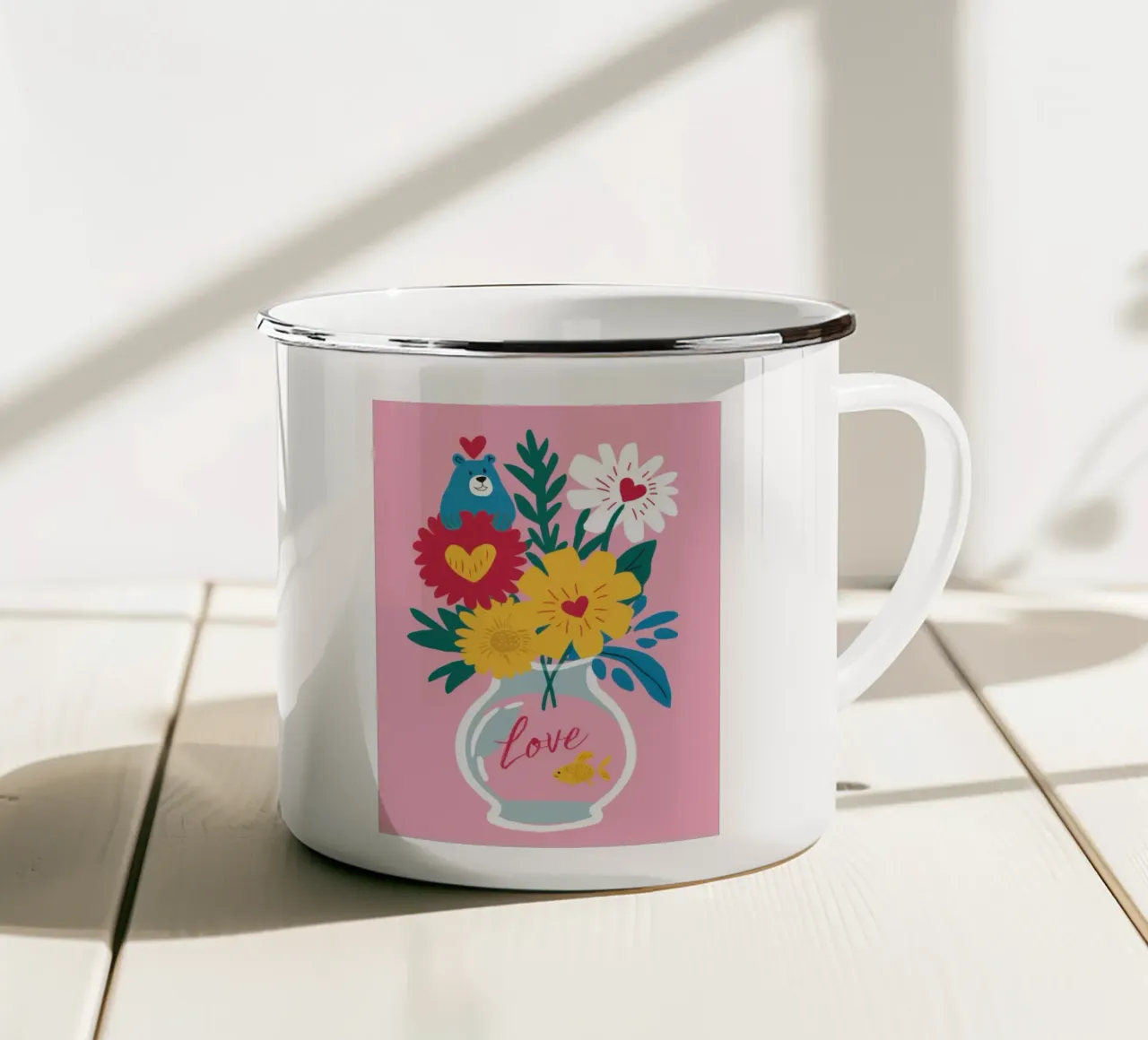 Vaso per bouquet d'amore tazza in smalto da Snow Mist
