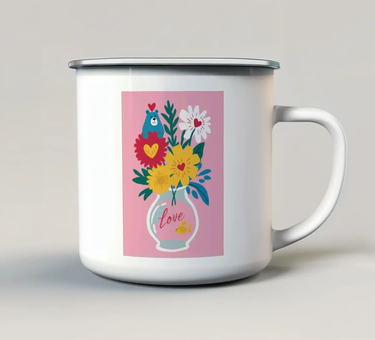 Vaso per bouquet d'amore tazza in smalto da Snow Mist