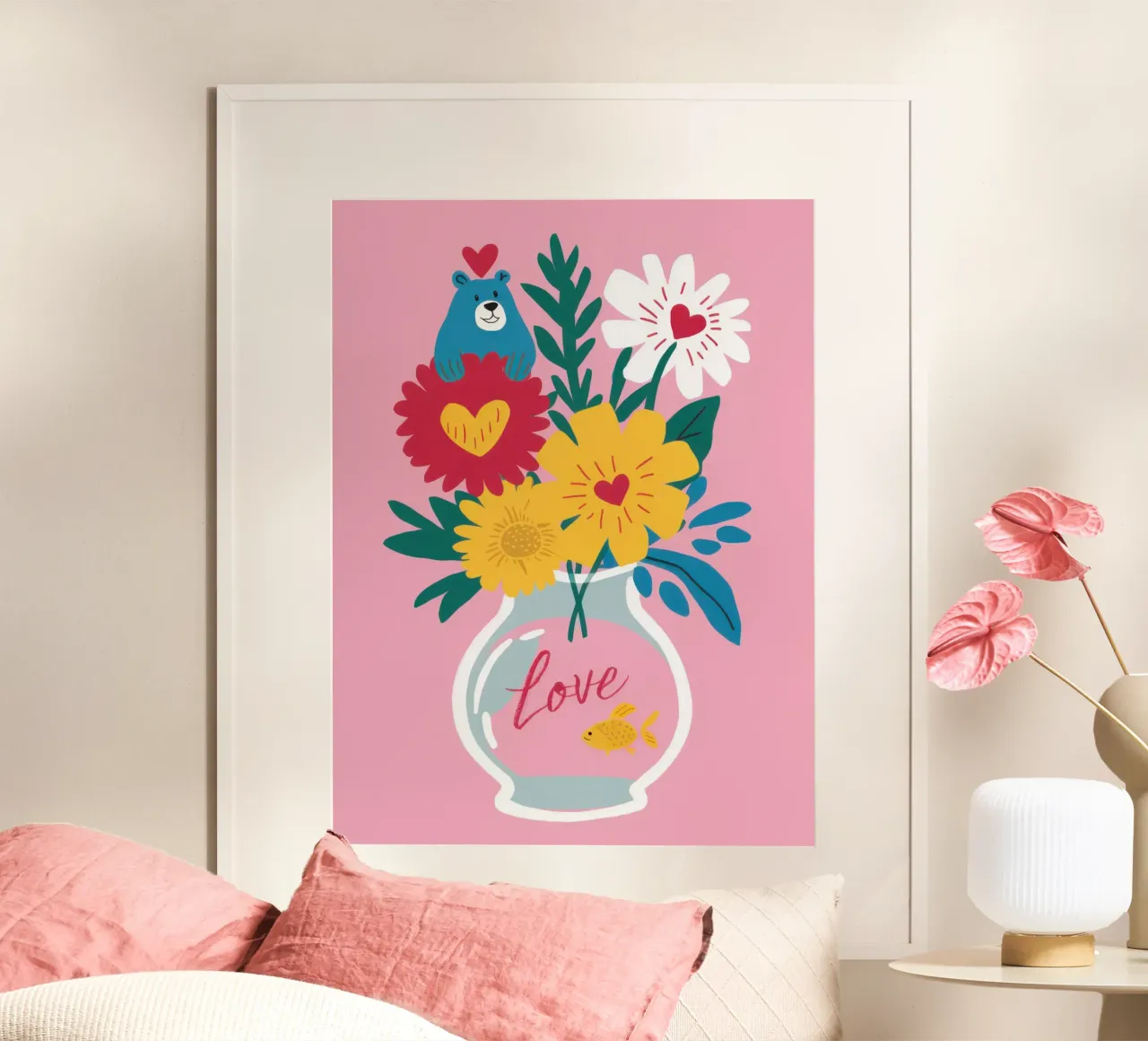 Vaso per bouquet d'amore poster da Snow Mist