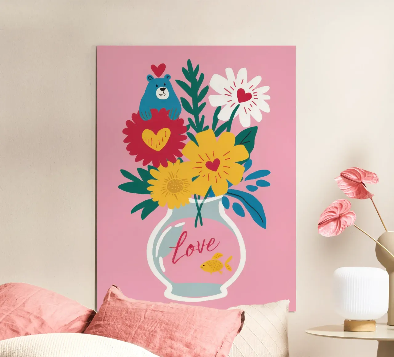 Vaso per bouquet d'amore poster da Snow Mist