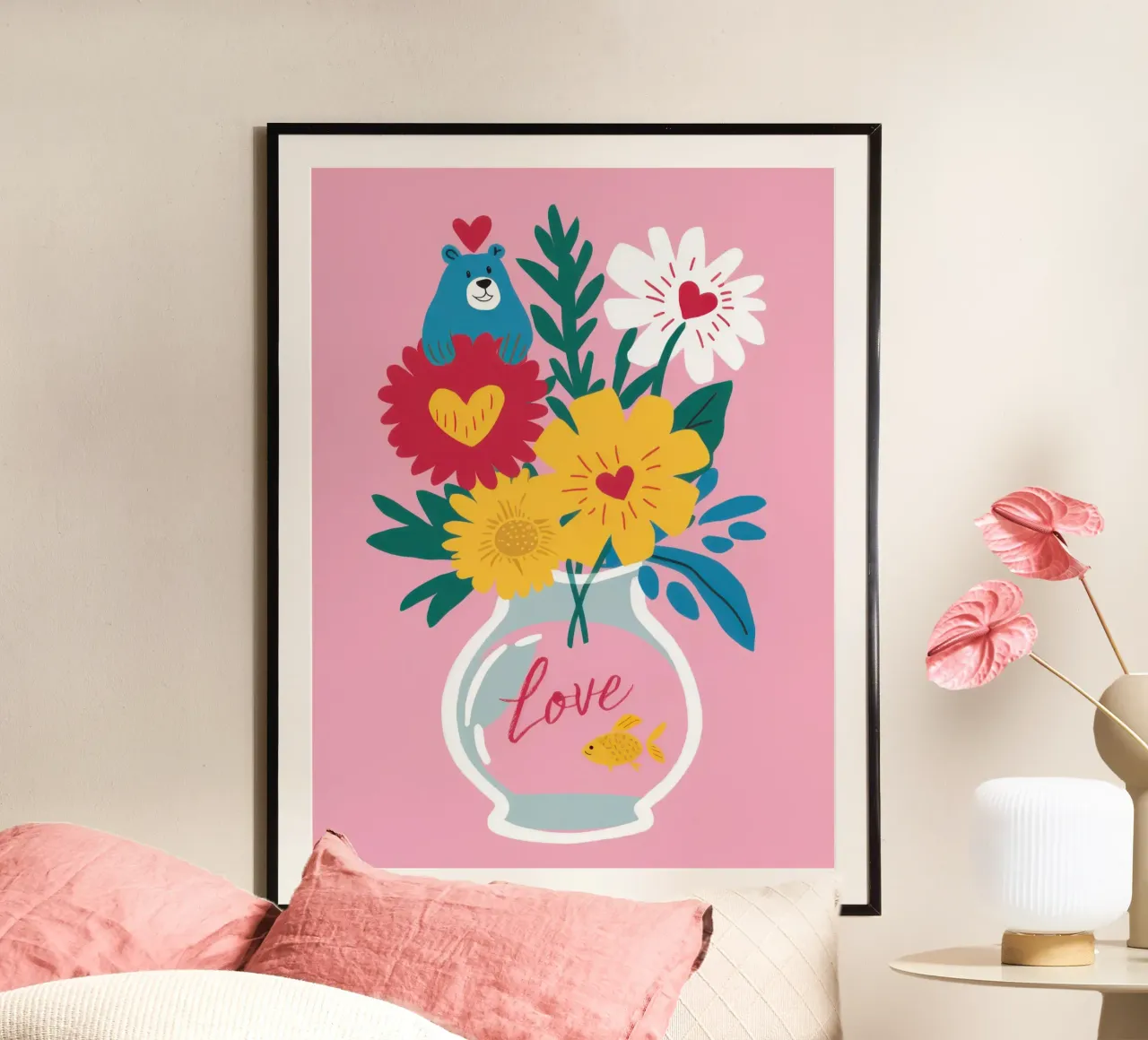 Vaso per bouquet d'amore poster da Snow Mist