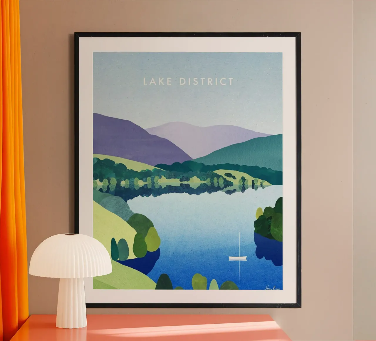 la tranquillità di un lago in montagna poster con telaio in alluminio da unyil shope