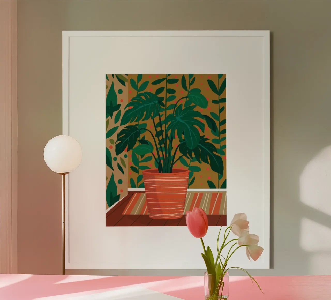 Pianta di Monstera rigogliosa poster con telaio in alluminio da Astra Mist