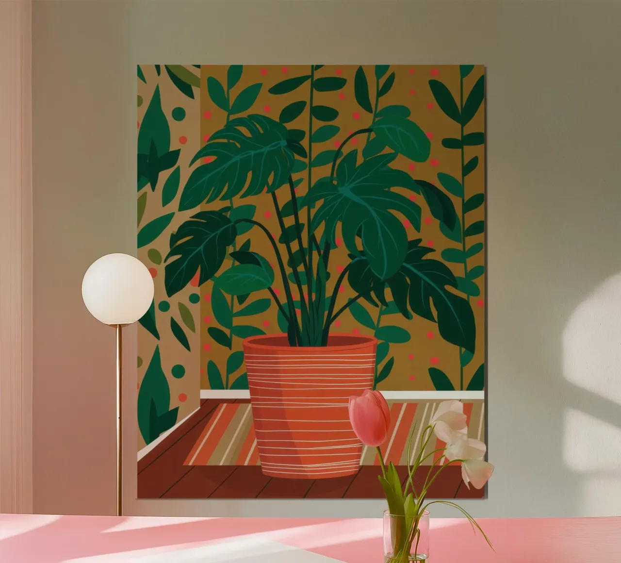 Pianta di Monstera rigogliosa poster con telaio in alluminio da Astra Mist