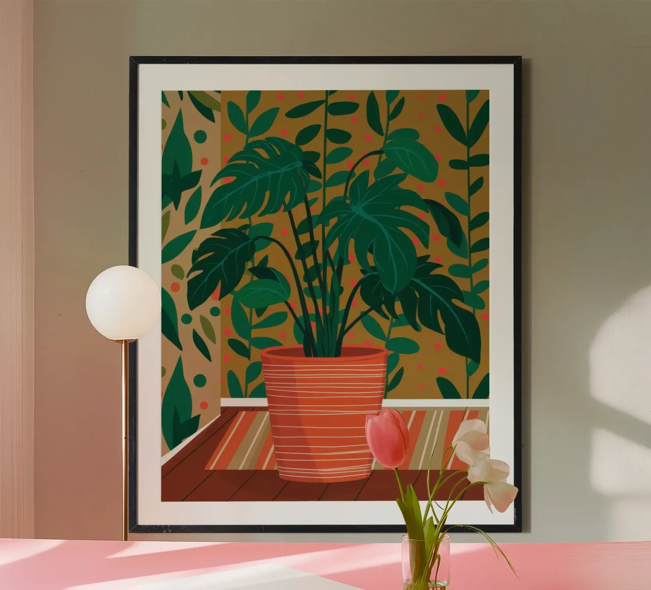 Pianta di Monstera rigogliosa poster con telaio in alluminio da Astra Mist