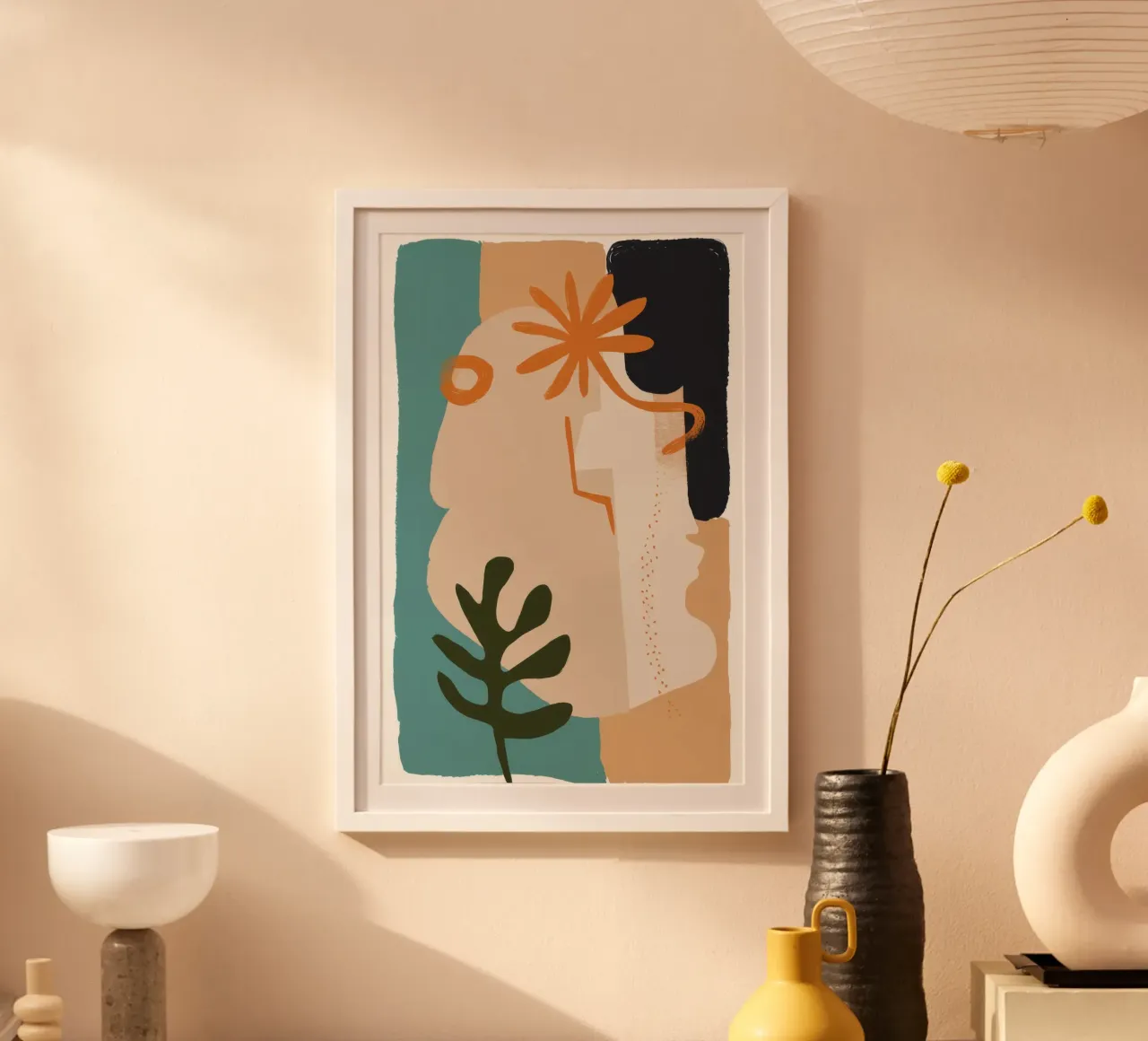 Forme di terra che sussurrano poster con telaio in legno da Bara Suara