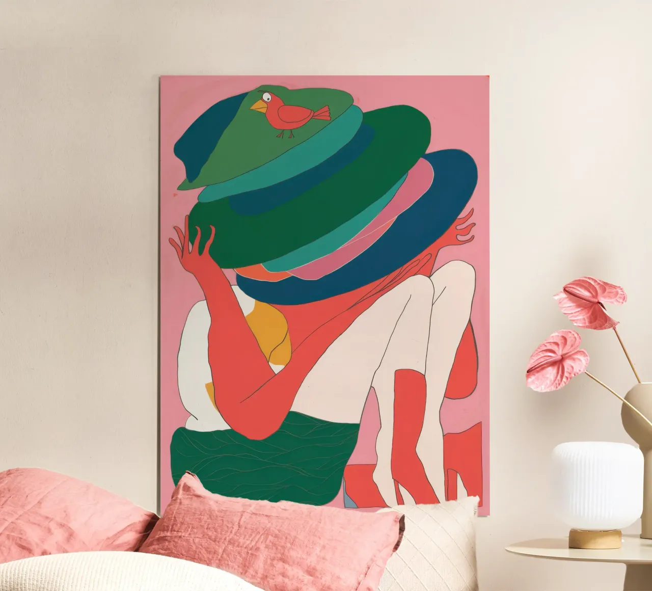 Donna dal cappello enigmatico poster con telaio in plastica da Snow Mist