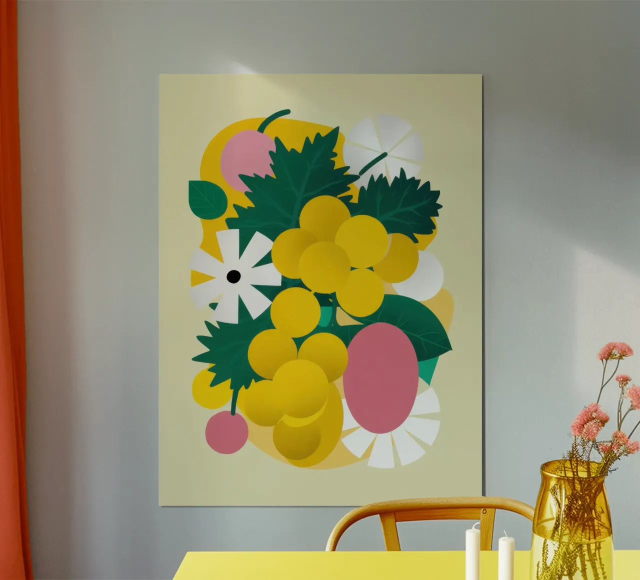 Uva e agrumi poster con telaio in legno da Bruce Juice