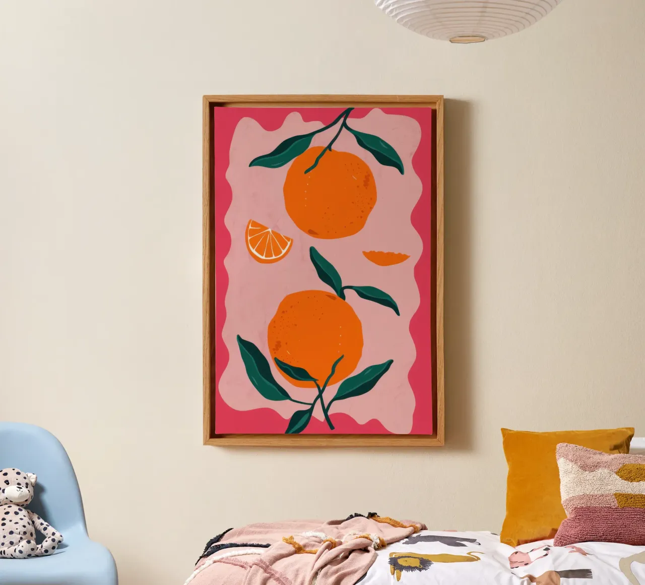 Graphic Orange Pattern canvas with Floater frame by Astra Mist