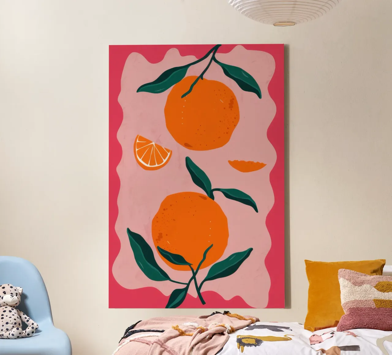 Graphic Orange Pattern canvas with Floater frame by Astra Mist