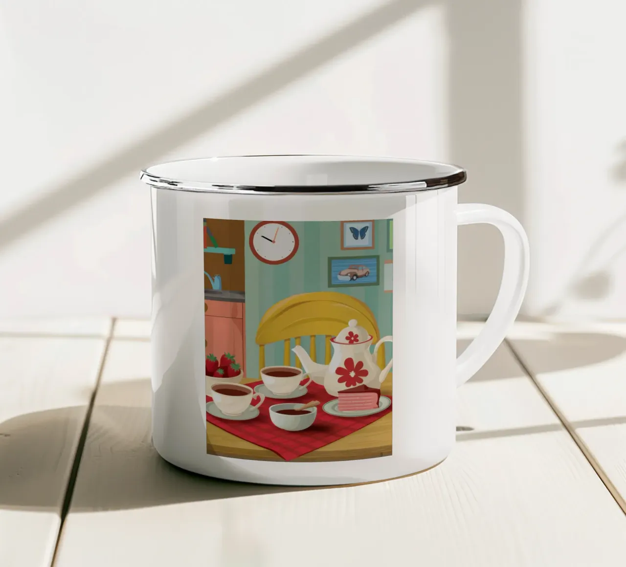 Ora del tè con le banane tazza in smalto da Snow Mist