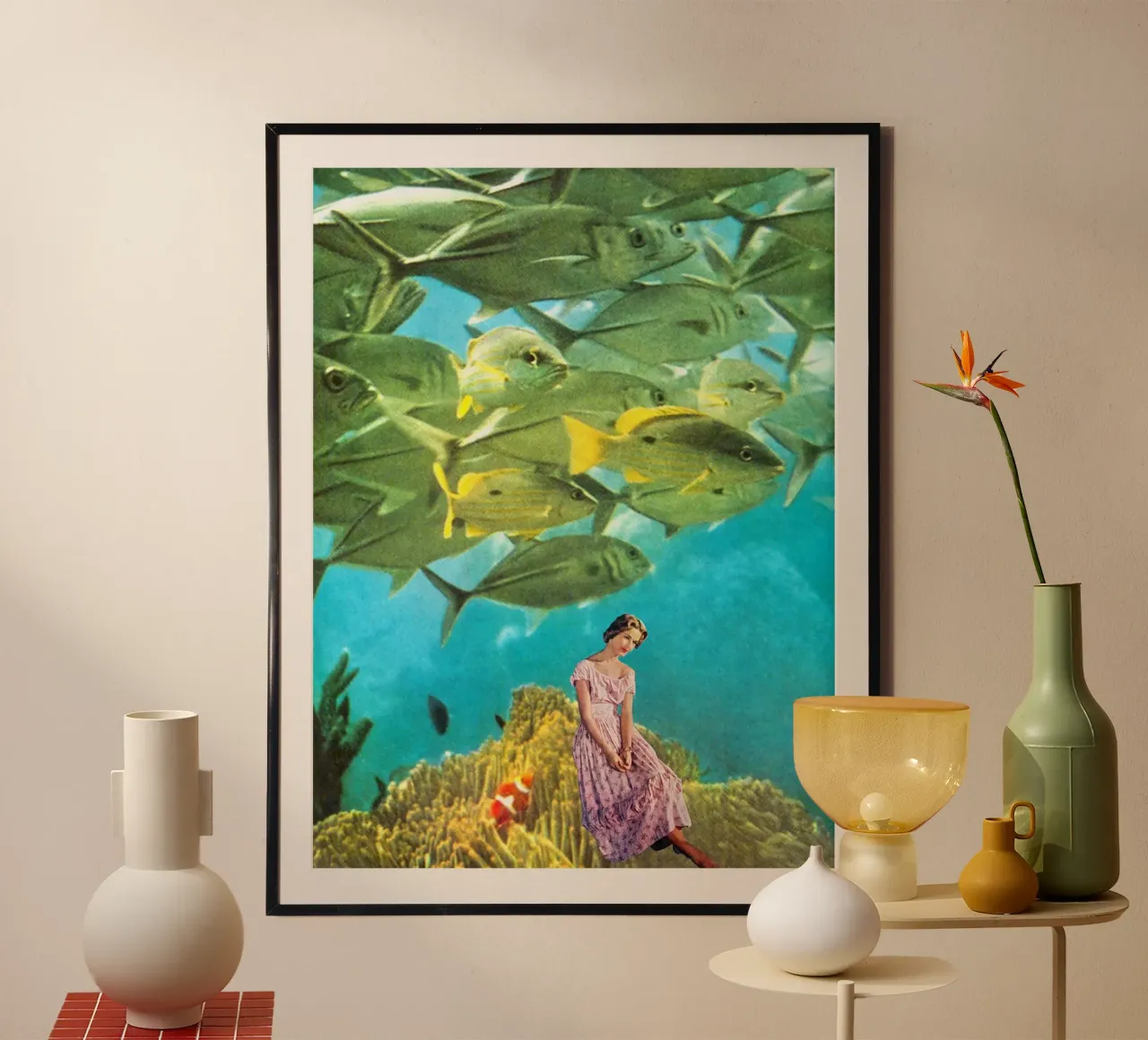 It's lonely down here (Under the Sea) poster con telaio in legno da MsGonzalez