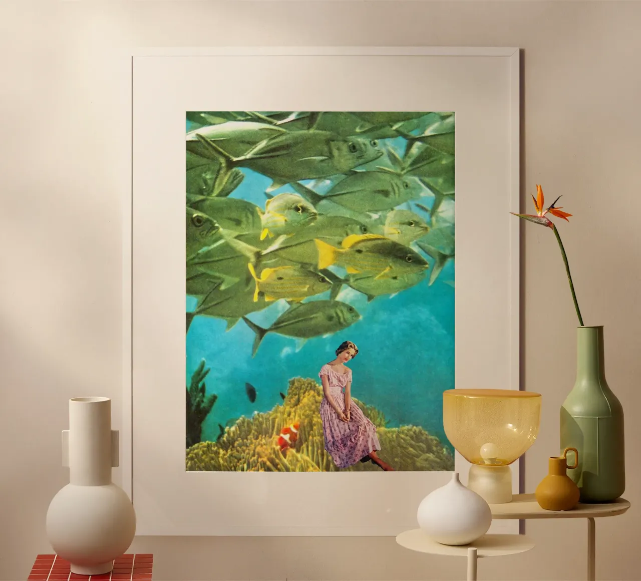 It's lonely down here (Under the Sea) poster con telaio in legno da MsGonzalez
