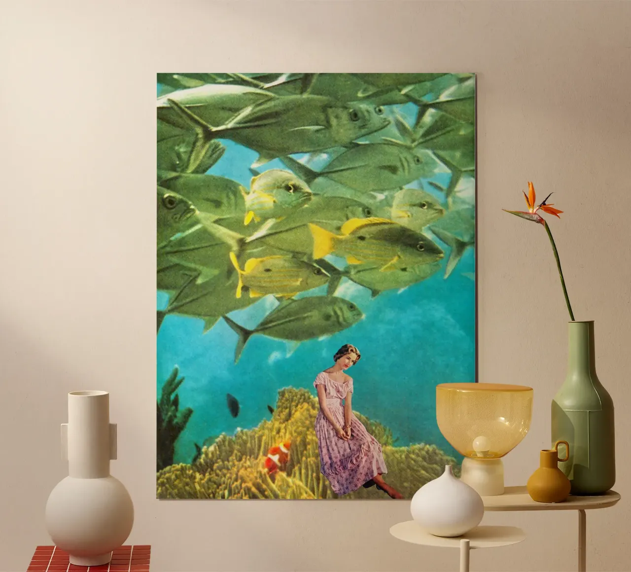 It's lonely down here (Under the Sea) poster con telaio in legno da MsGonzalez