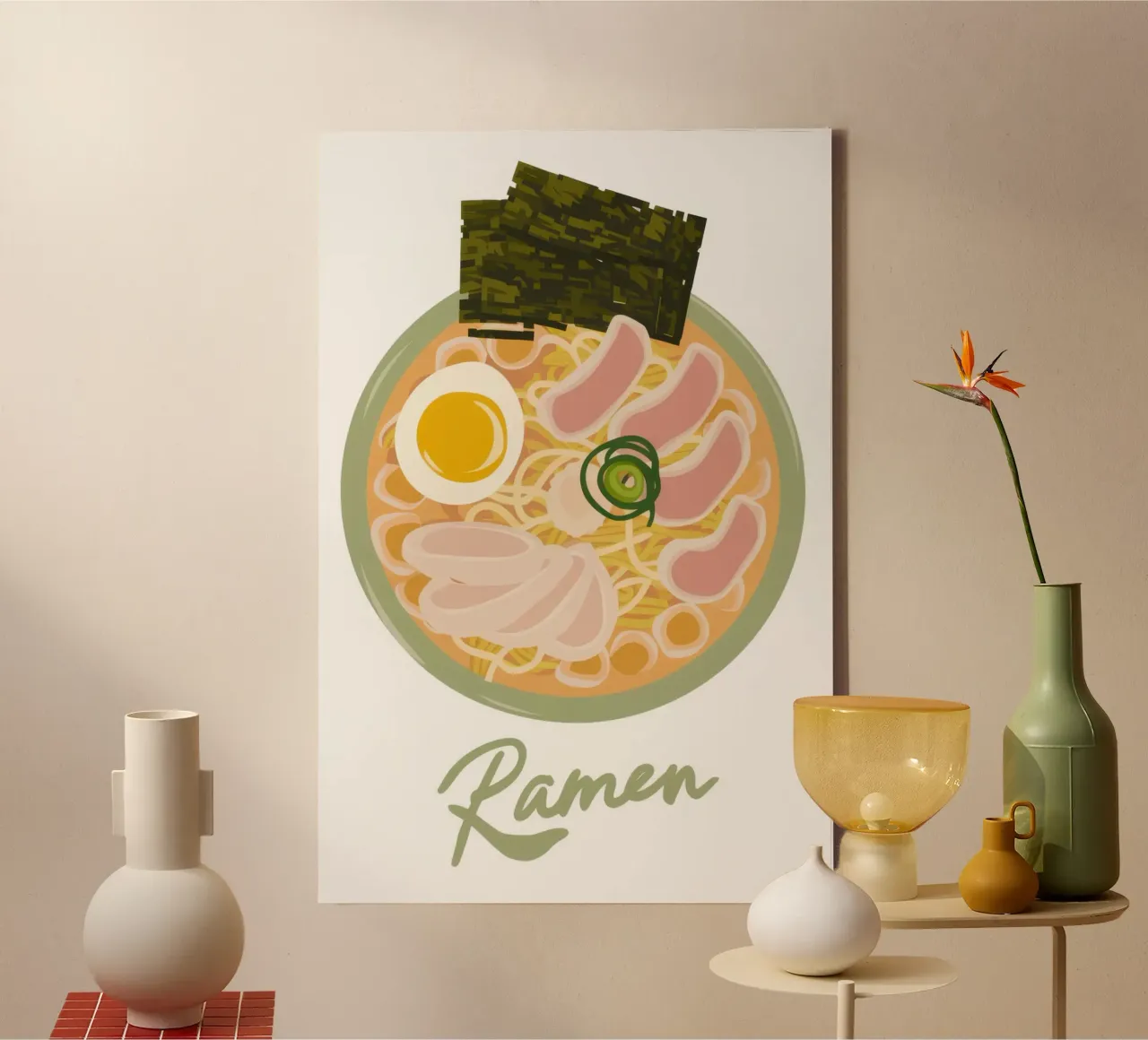 Tipografia del ramen autentico tela con Cornice a cassetta da Astra Mist