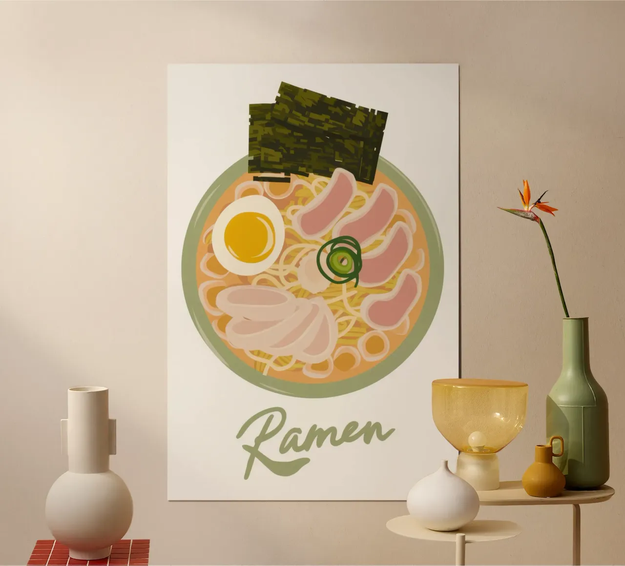 Tipografia del ramen autentico poster con telaio in alluminio da Astra Mist