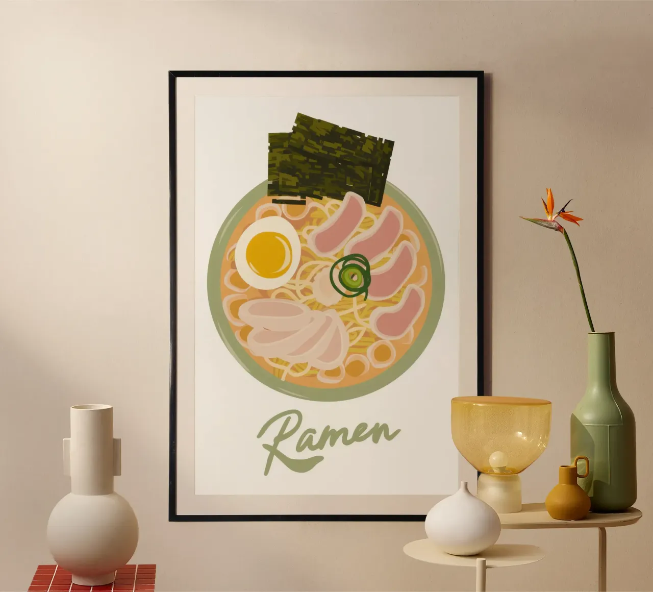 Tipografia del ramen autentico poster con telaio in alluminio da Astra Mist