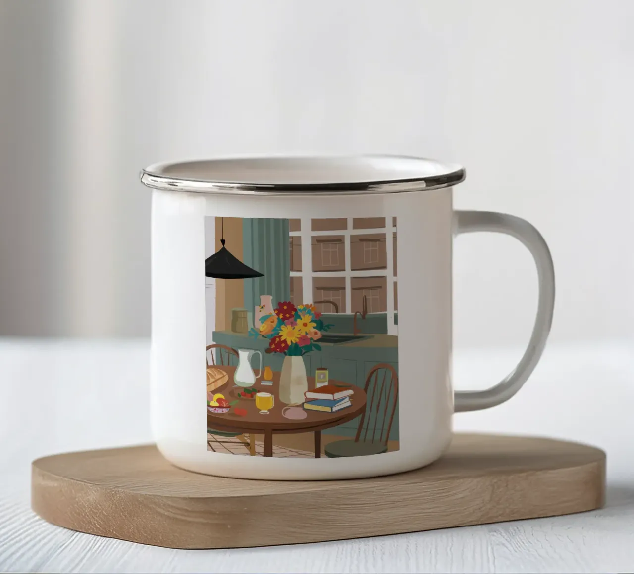 Accogliente bagliore della cucina tazza in smalto da Snow Mist