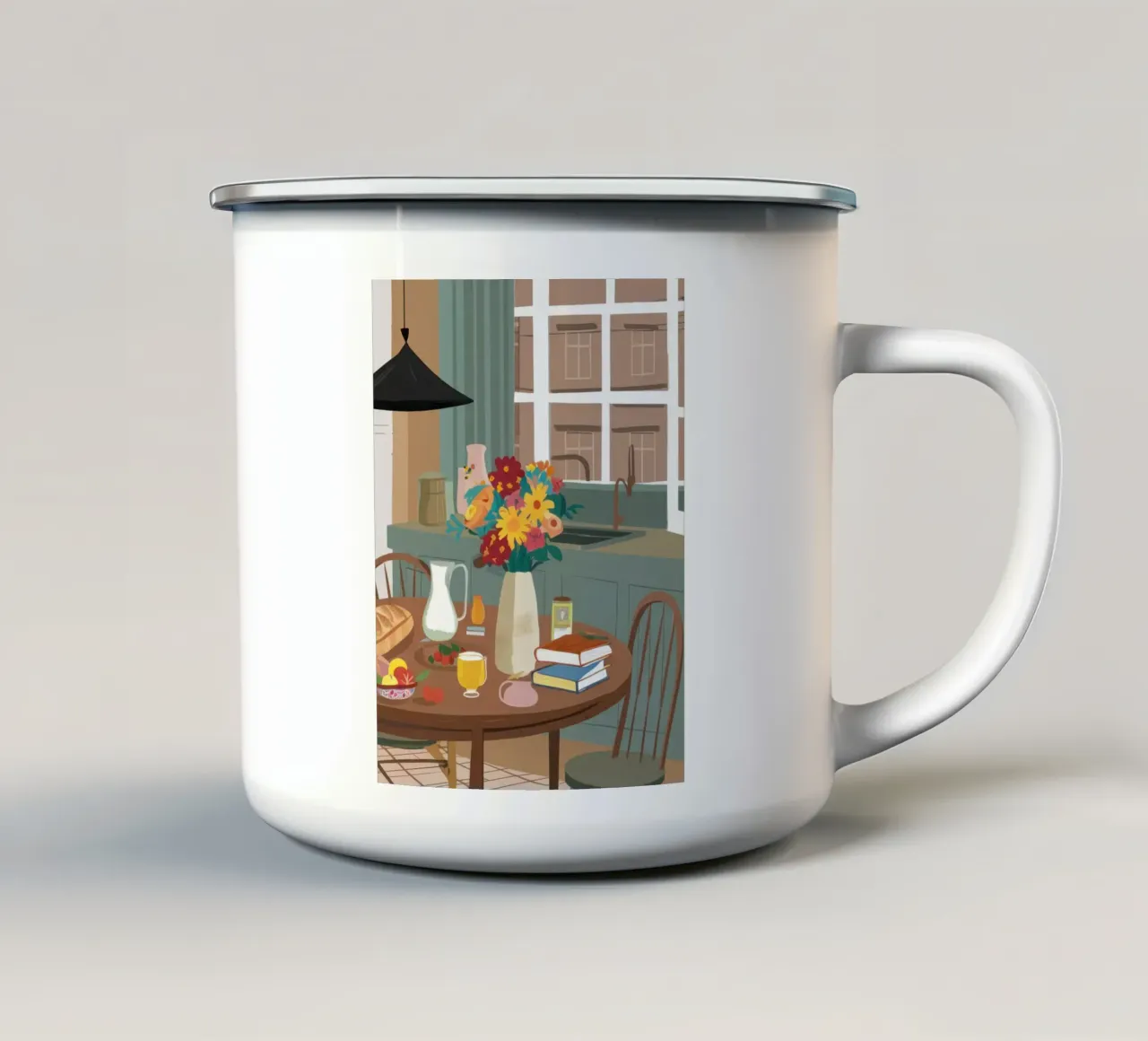 Accogliente bagliore della cucina tazza in smalto da Snow Mist