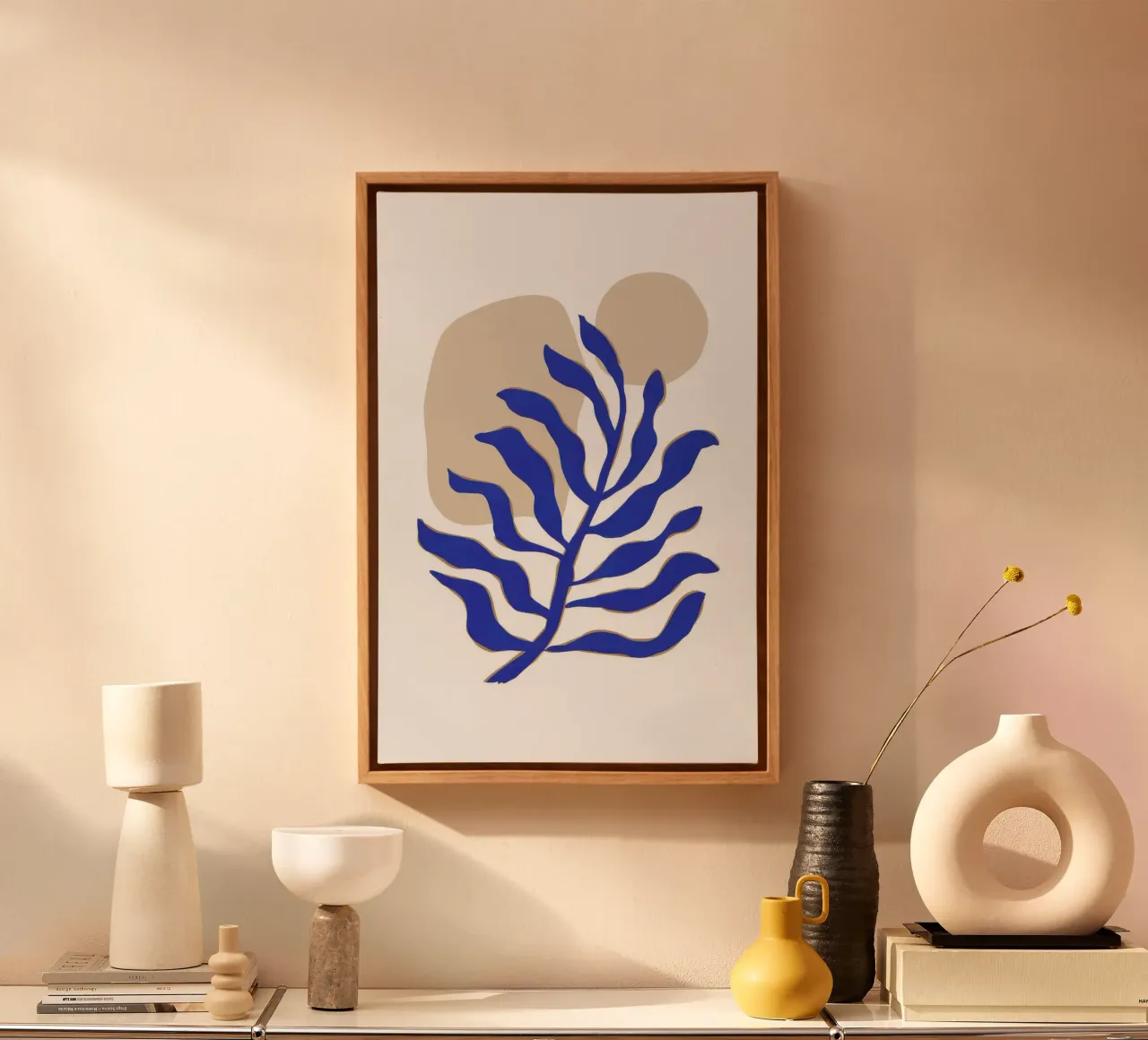 Azure Leaf Simplicity canvas with Floater frame by Bara Suara