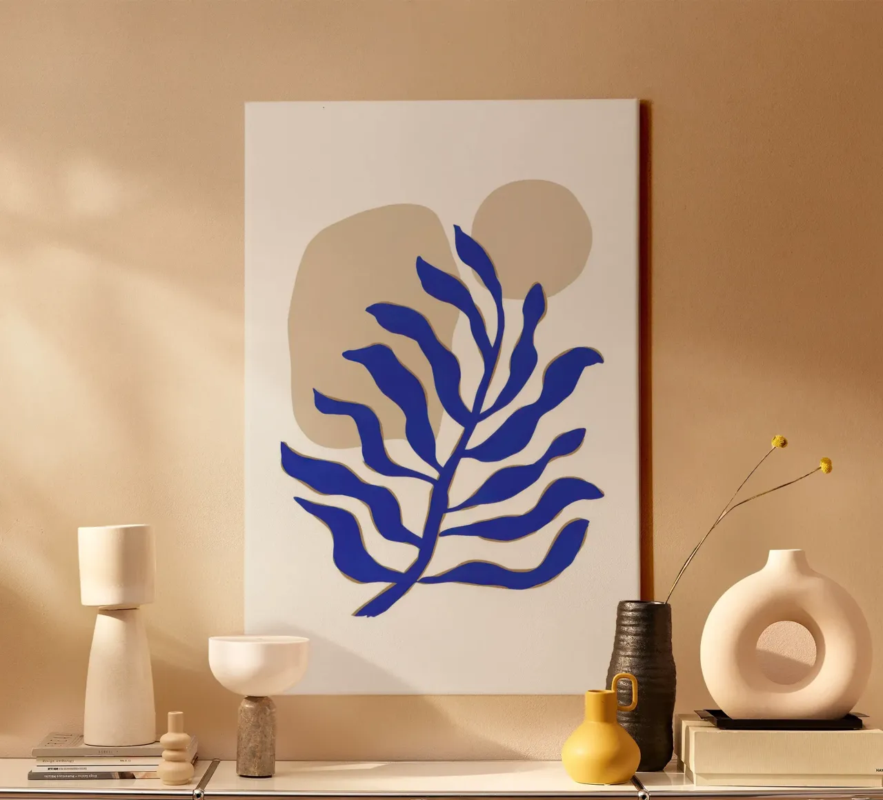 Azure Leaf Simplicity canvas with Floater frame by Bara Suara