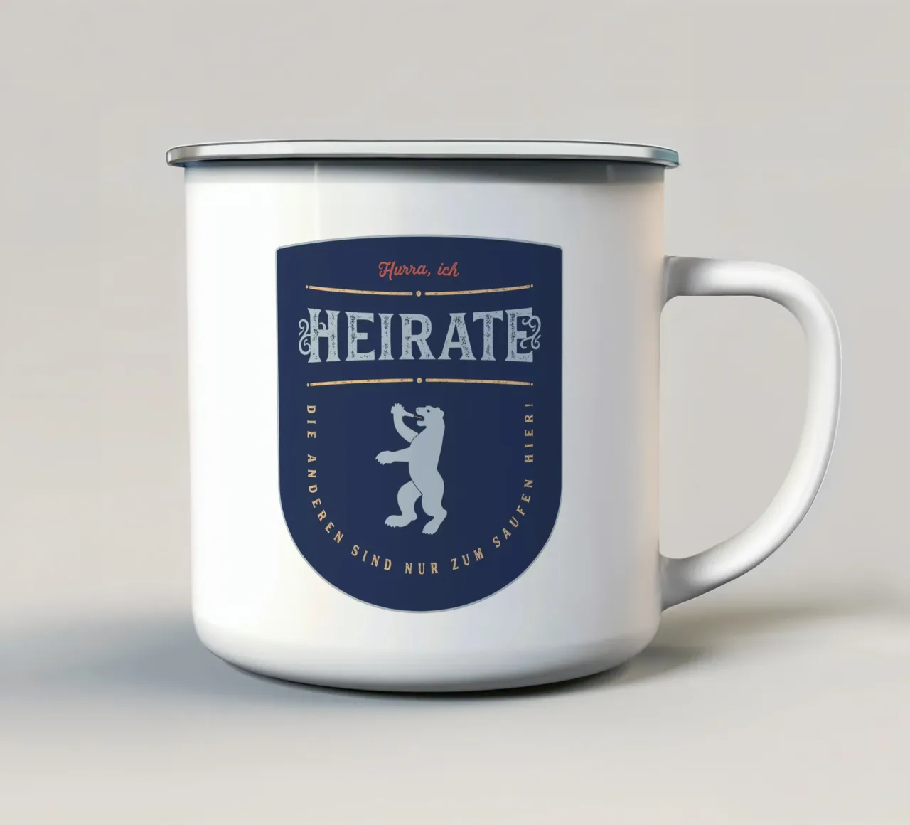 Hurra, ich heirate! tazza in smalto da Black Sign Artwork