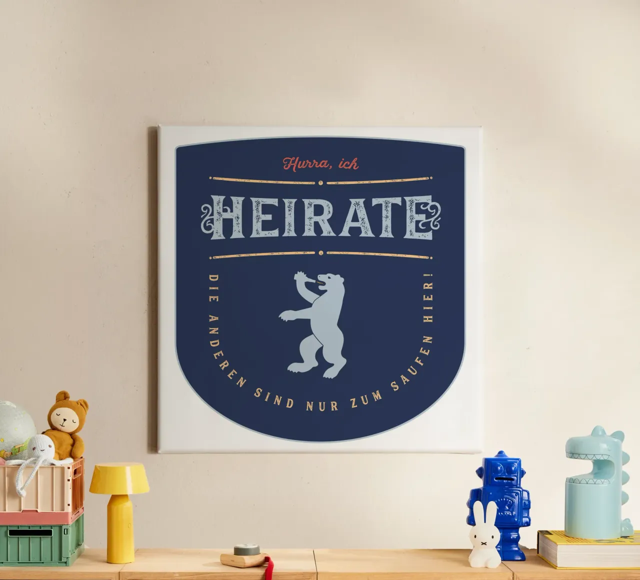 Hoera, ich heirate! canvas met Baklijst van Black Sign Artwork