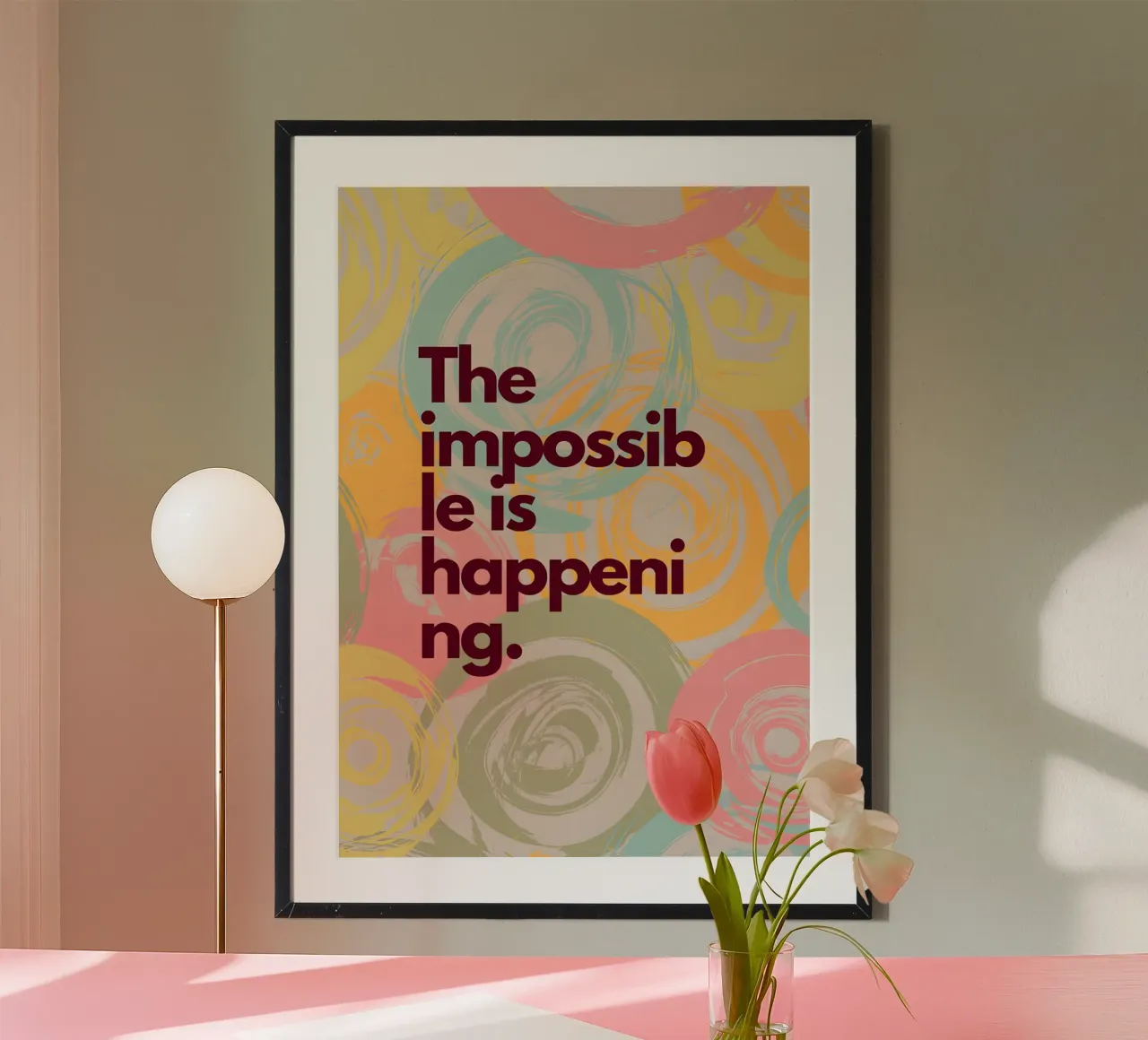 The impossible is happening poster con telaio in legno da Type & Tape