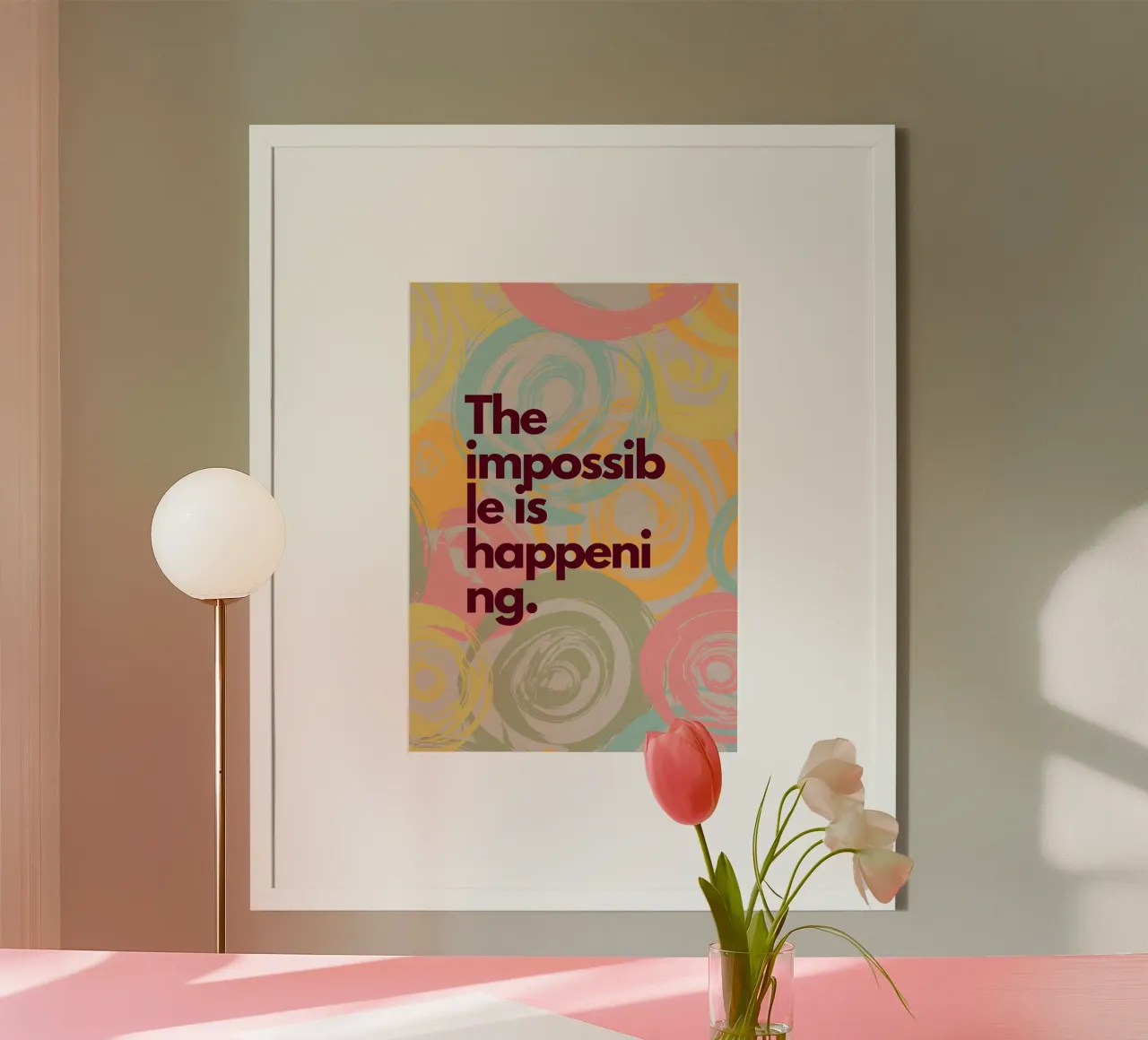 The impossible is happening poster con telaio in legno da Type & Tape