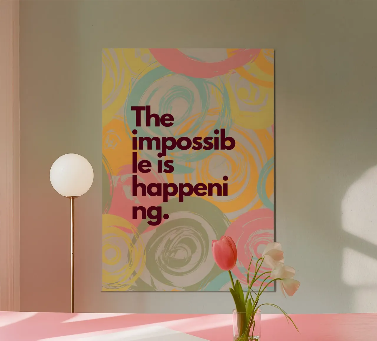 The impossible is happening poster con telaio in legno da Type & Tape