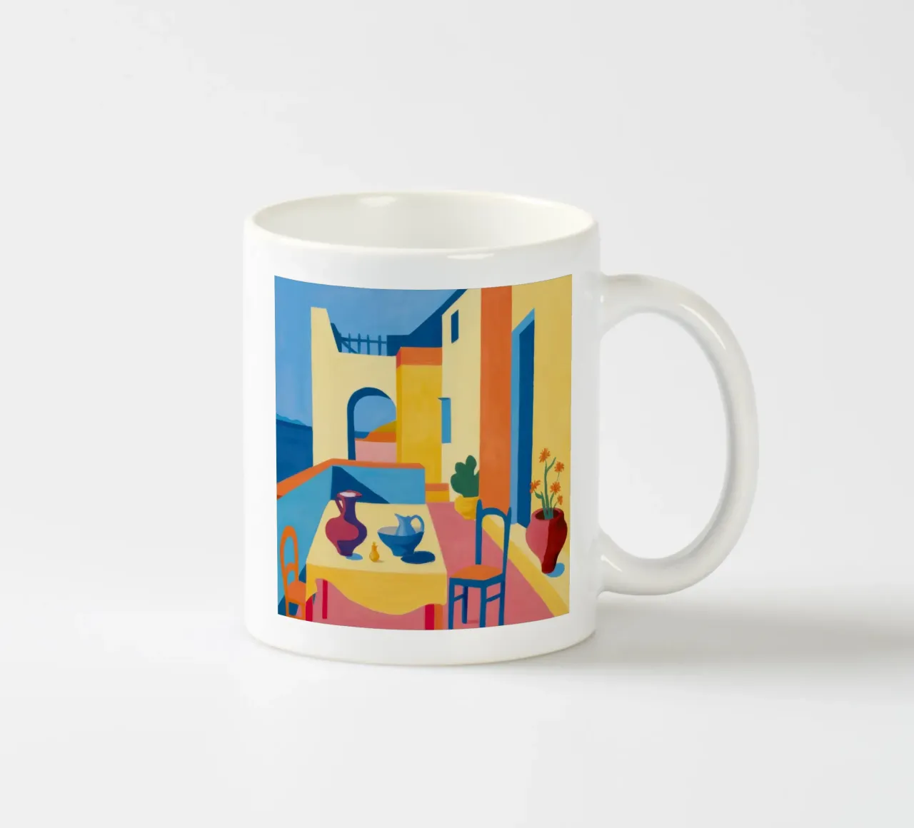 Camera illuminata dal sole in blu tazza in ceramica da Bara Suara