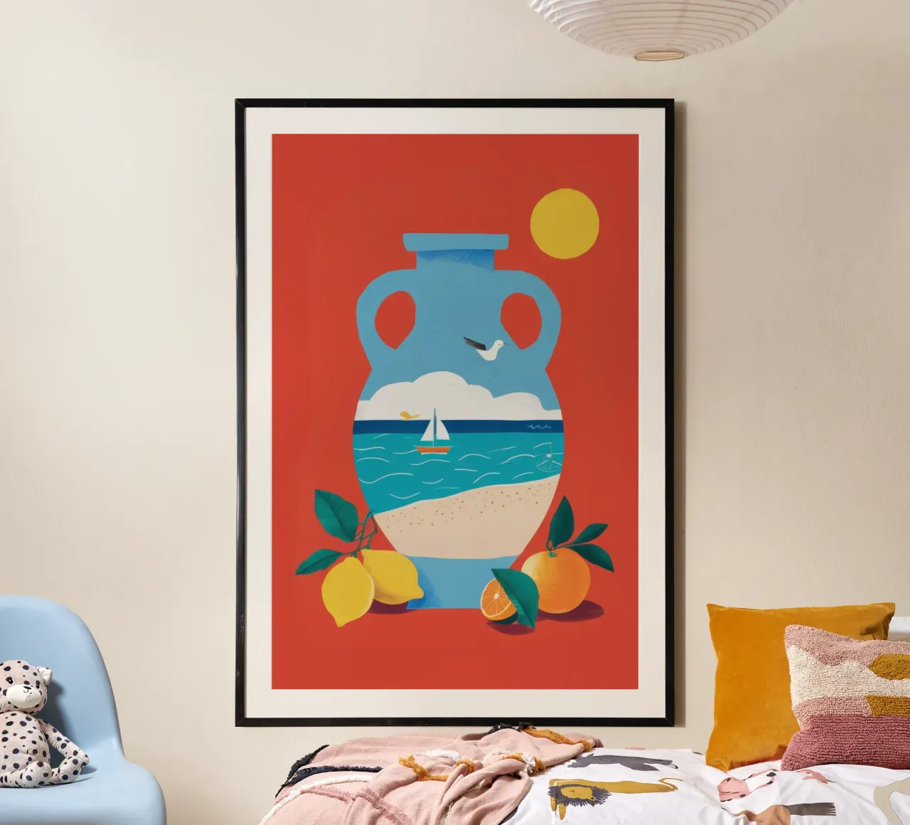 Anfora egea Natura morta poster con telaio in legno da Bruce Juice
