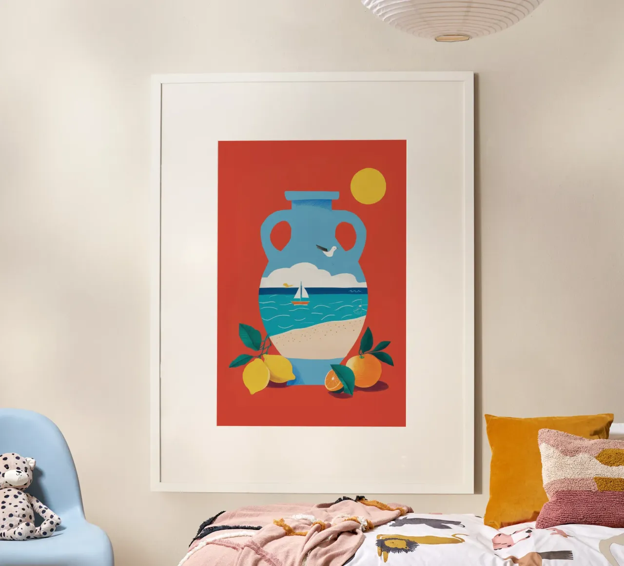 Anfora egea Natura morta poster con telaio in legno da Bruce Juice