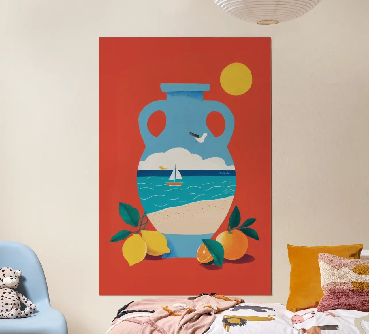 Anfora egea Natura morta poster con telaio in legno da Bruce Juice