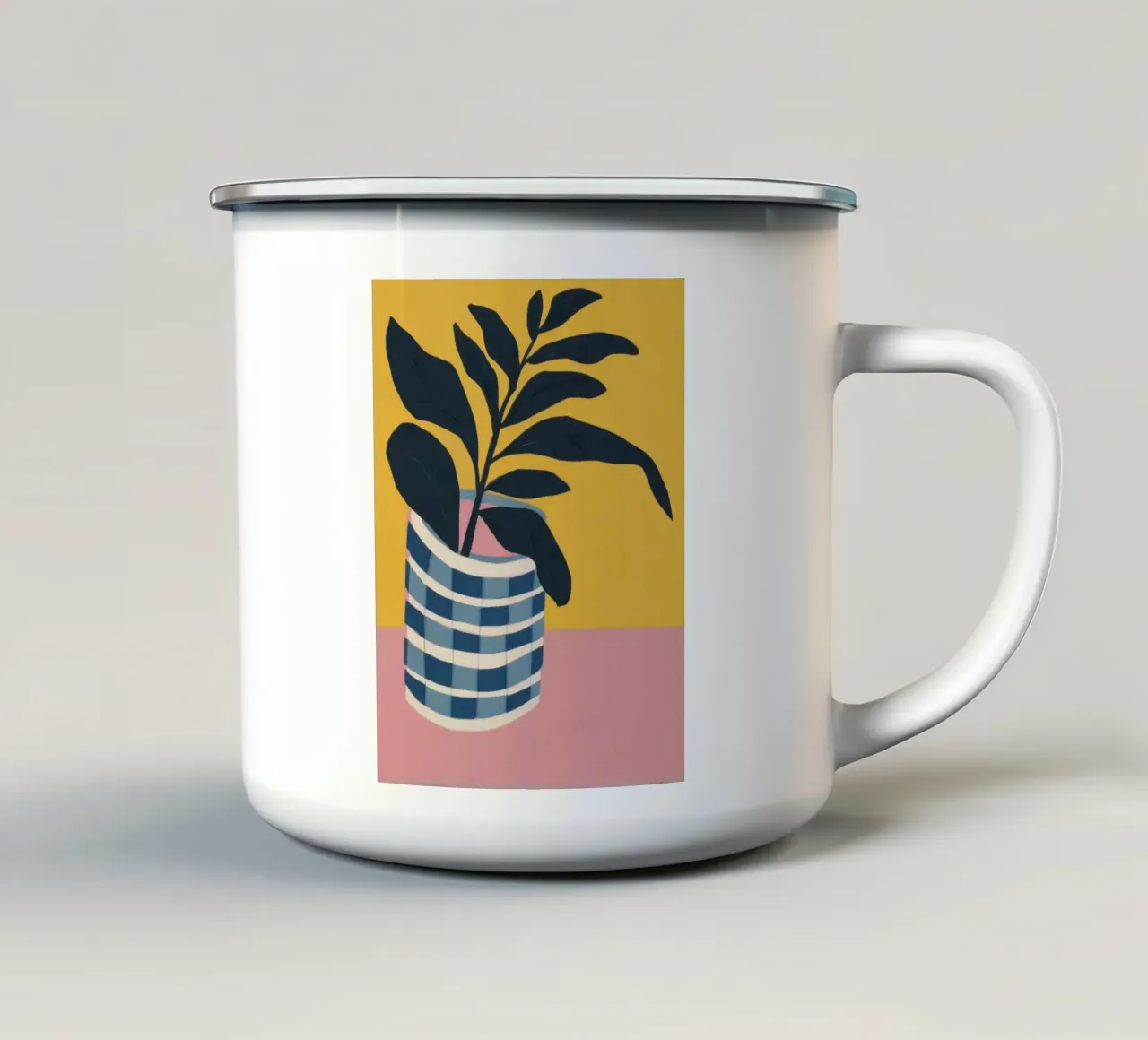 Foglia semplice, vaso a righe tazza in smalto da Bara Suara