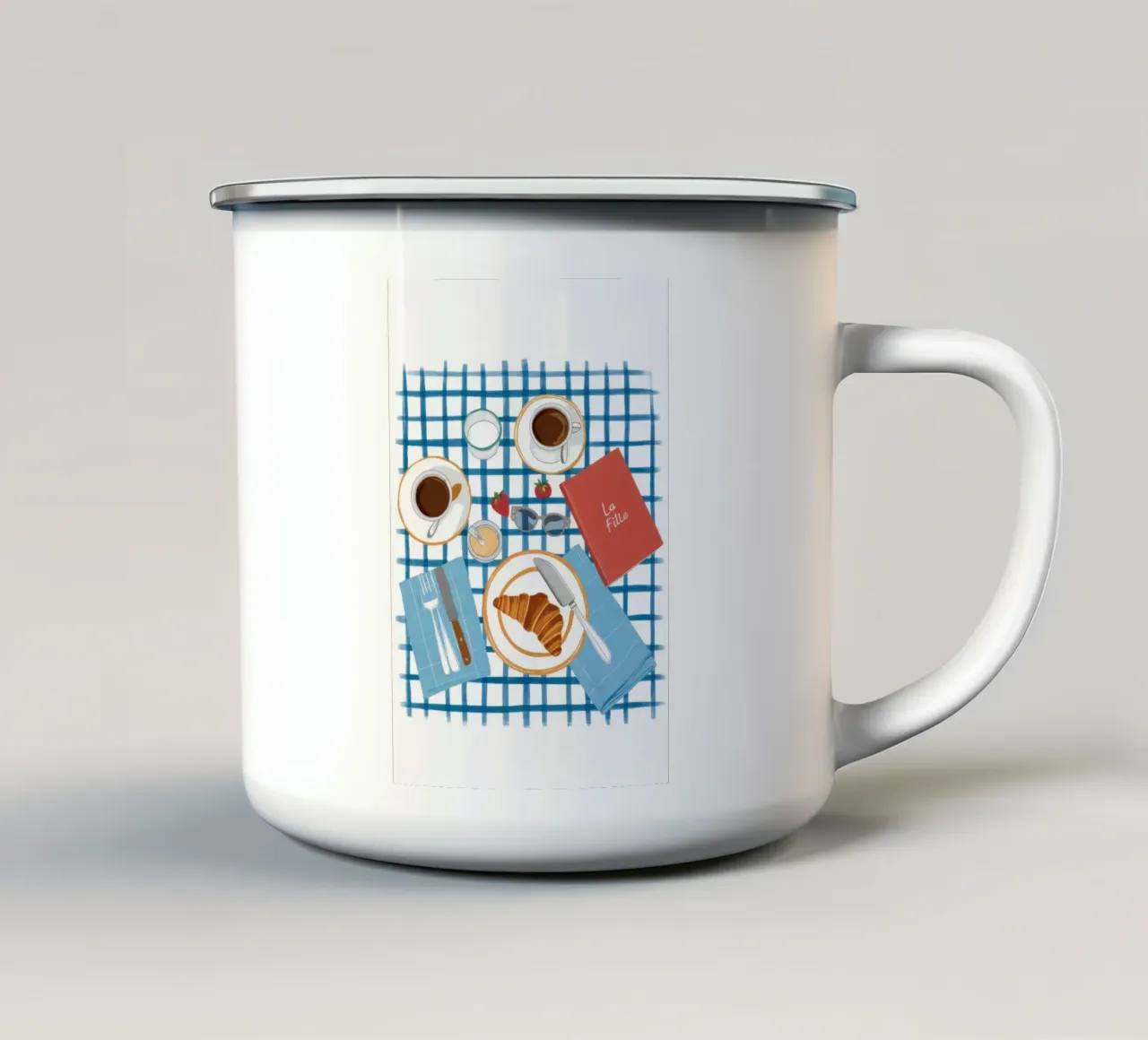 Pausa caffè a scacchi tazza in smalto da Bruce Juice