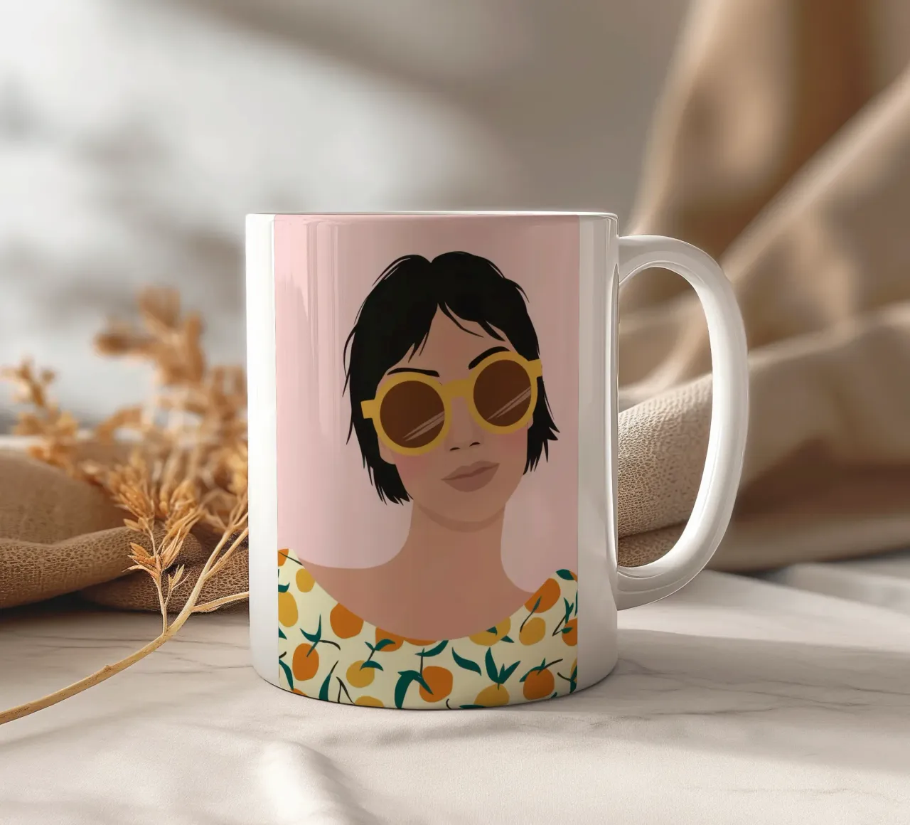 Fiori d'arancio chic tazza in ceramica da Snow Mist
