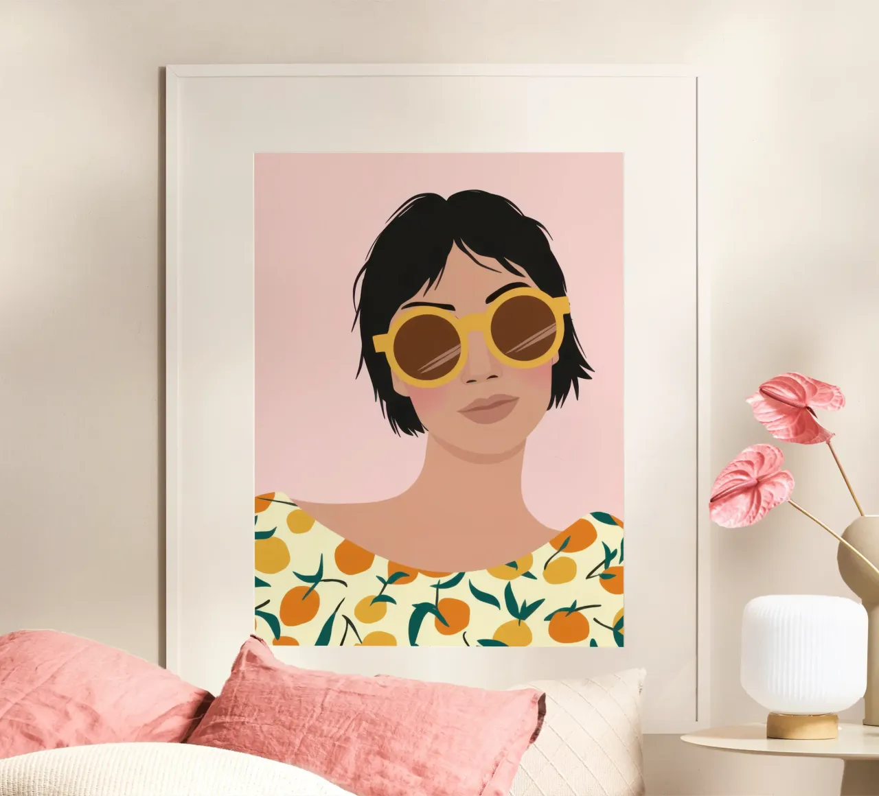 Fiori d'arancio chic poster con telaio in legno da Snow Mist