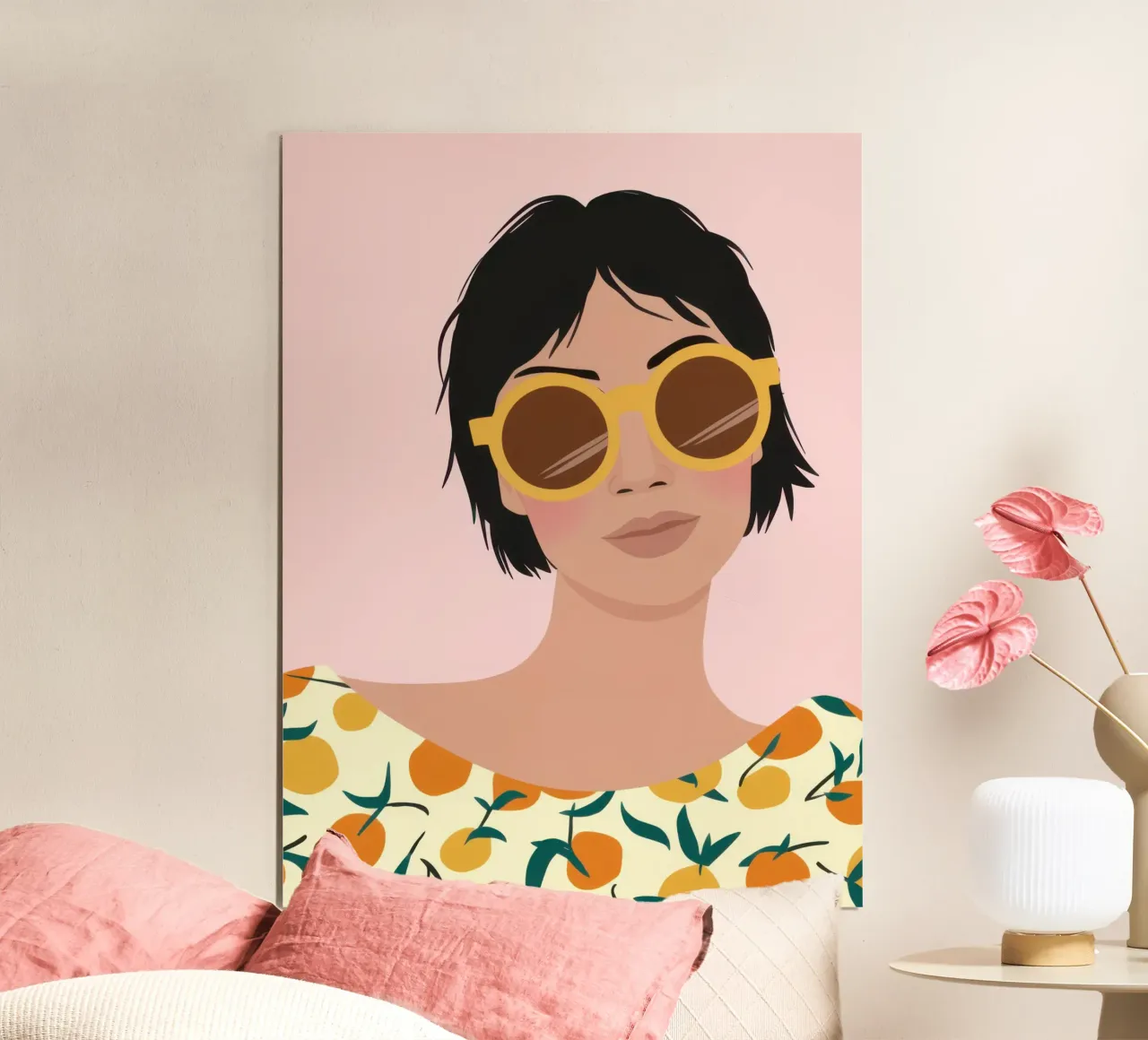 Fiori d'arancio chic poster con telaio in legno da Snow Mist