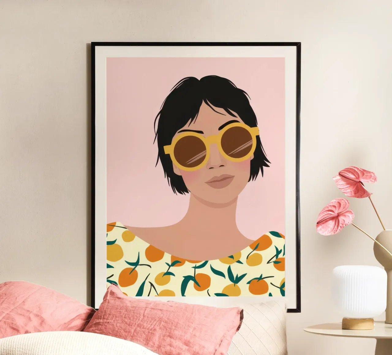 Fiori d'arancio chic poster con telaio in legno da Snow Mist